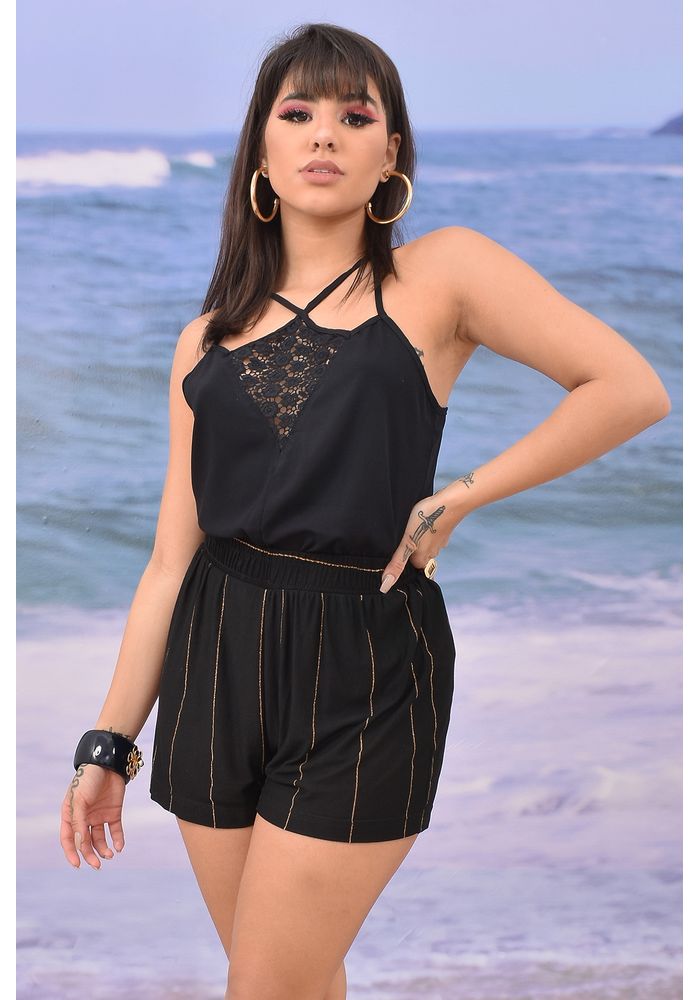 SHORT MALHA LISTRAS GOLD Atacado E Revenda De Moda Feminina RDLay