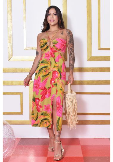 MIDI ESTAMPADO AMARRAÇÃO NO BUSTO